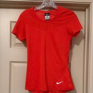 Nike Women's Vibrant Red Short Sleeve Athletic Dri Fit  (size: Snall)